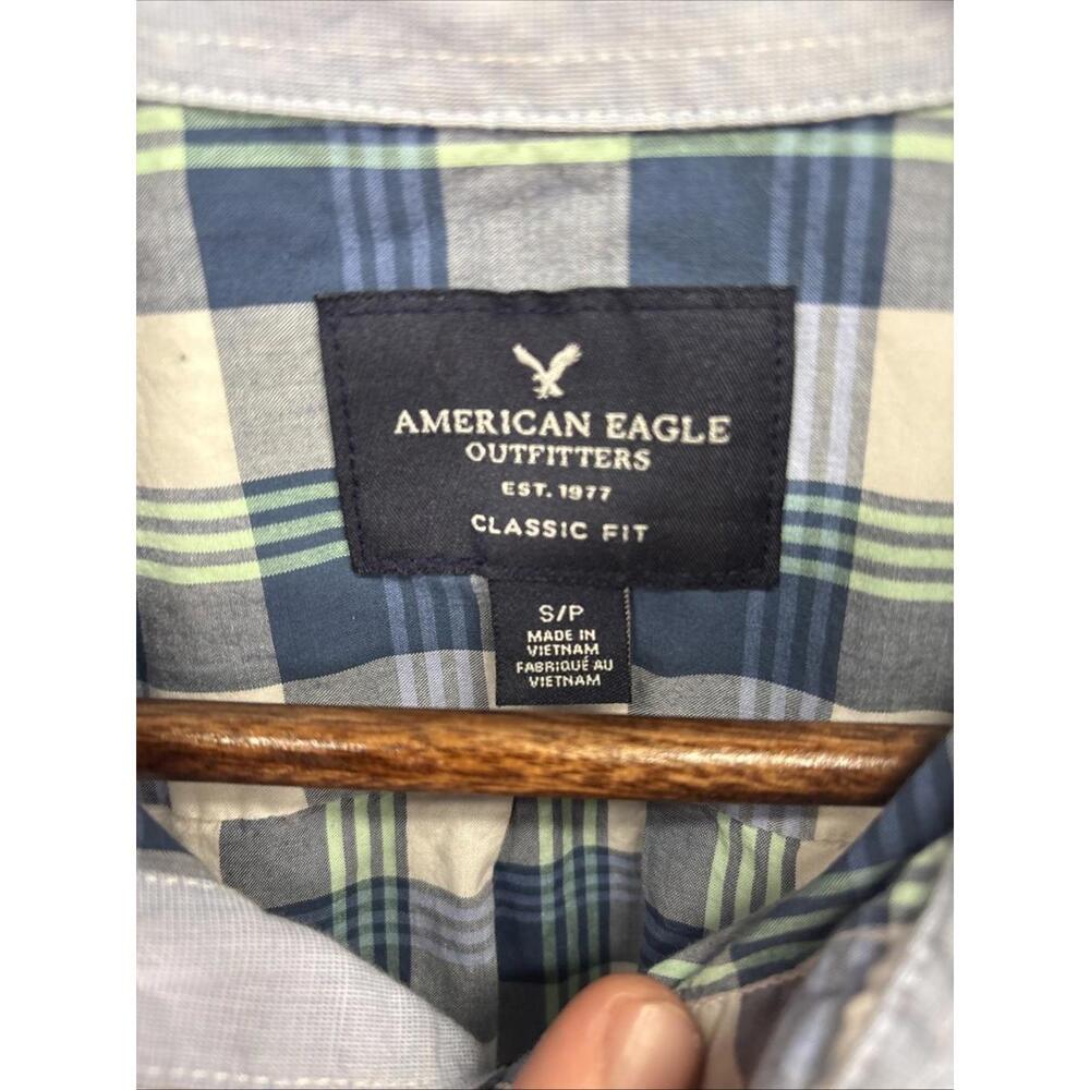 American Eagle Men Classic Plaid Long Sleeve Button-Down Shirt Multicolor Size S - Picture 3 of 9
